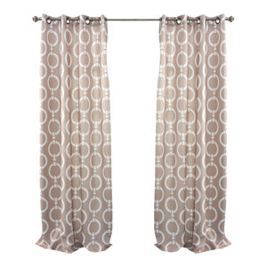 Serafino Geometric Semi-Sheer Thermal Grommet Curtain Panel (Set of 2)