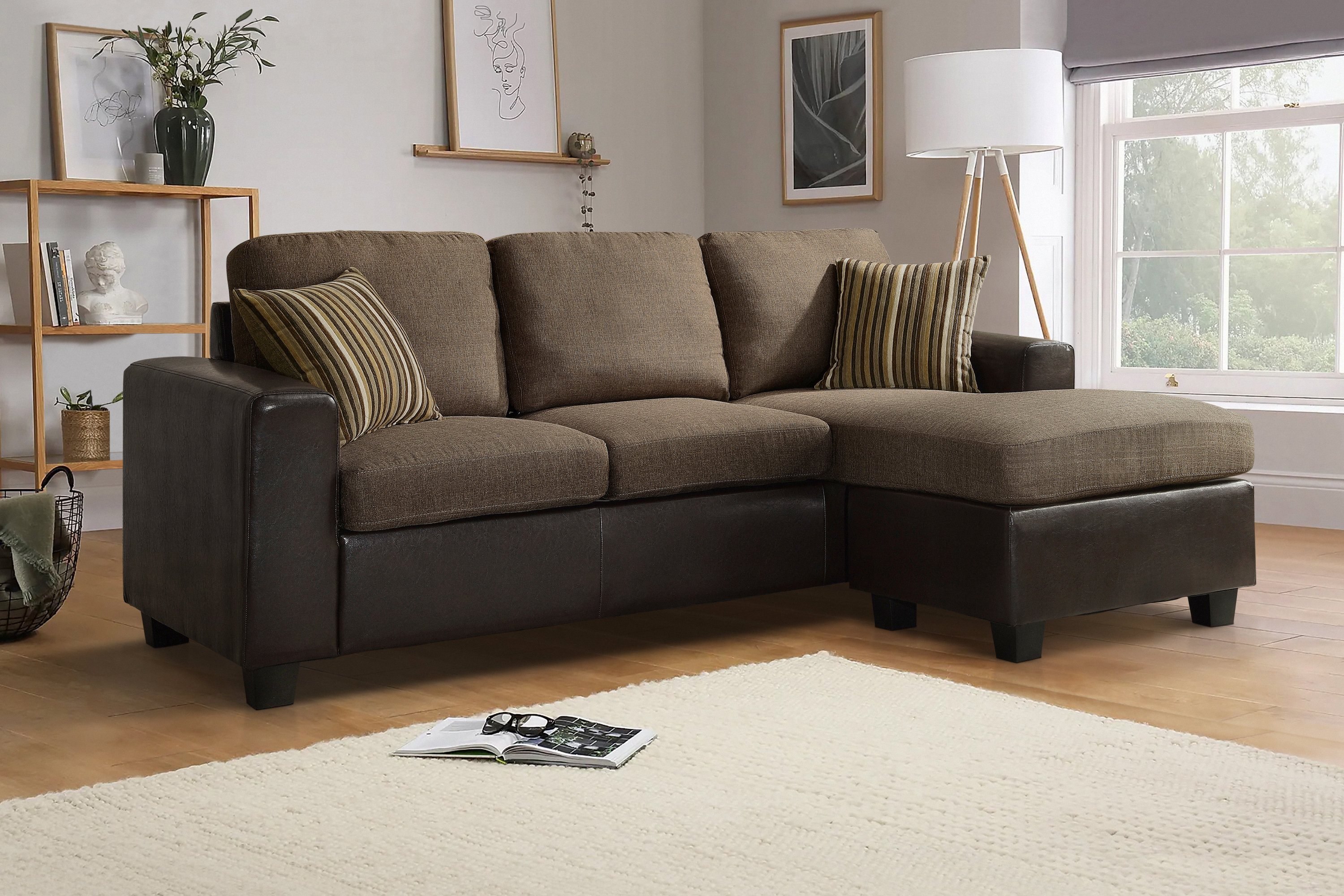 Ebern Designs Ouasse 80" Wide Faux Leather Reversible Sofa & Chaise Wayfair