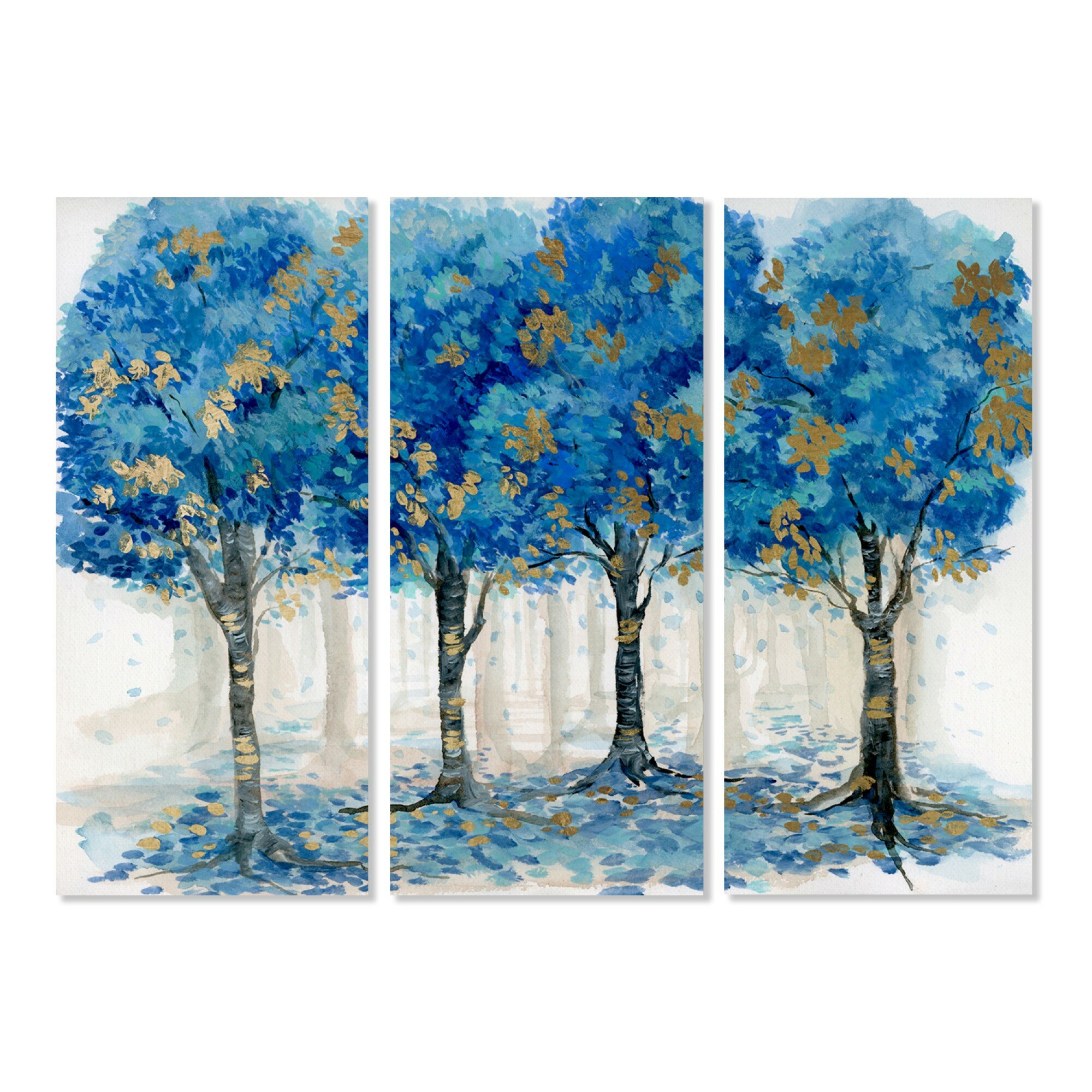 Winston Porter Royal Blue Forest Triptych Graphic Art Print Multi Piece Image On Canvas Wayfair