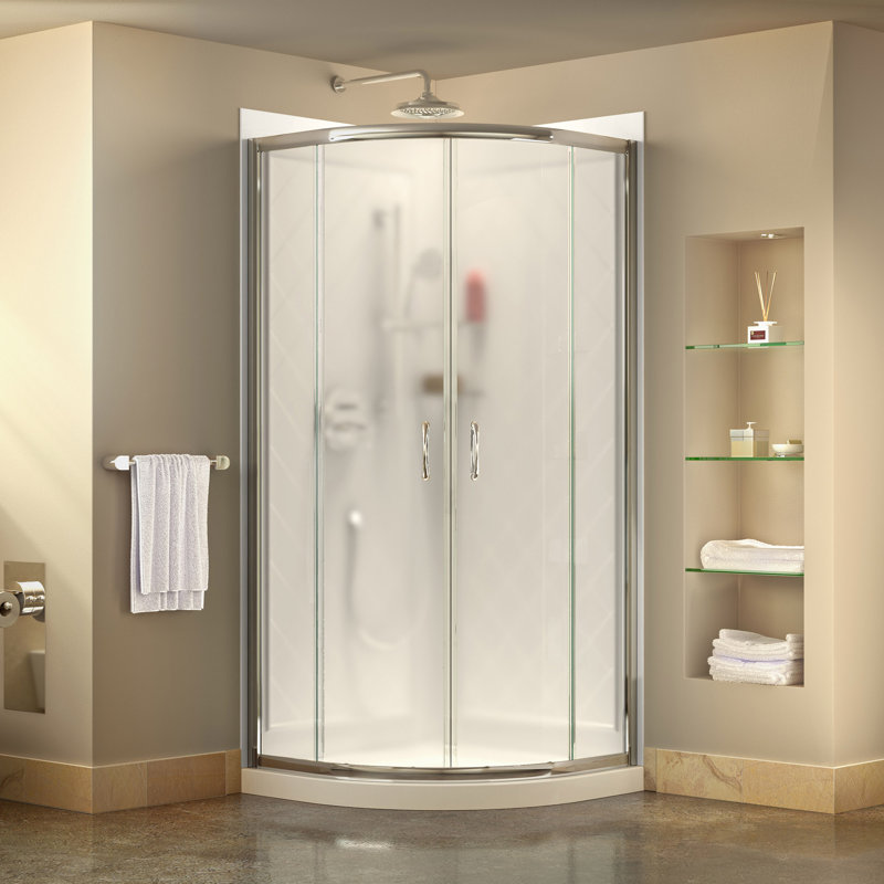 Dreamline Prime 33 X 76 75 Round Sliding Shower Enclosure With Base Included Reviews Wayfair