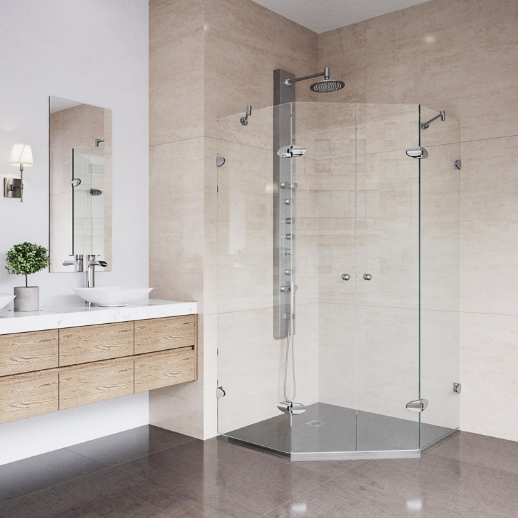 Vigo Gemini 45 62 W X 73 37 H Neo Angle Hinged Shower Enclosure Reviews Wayfair