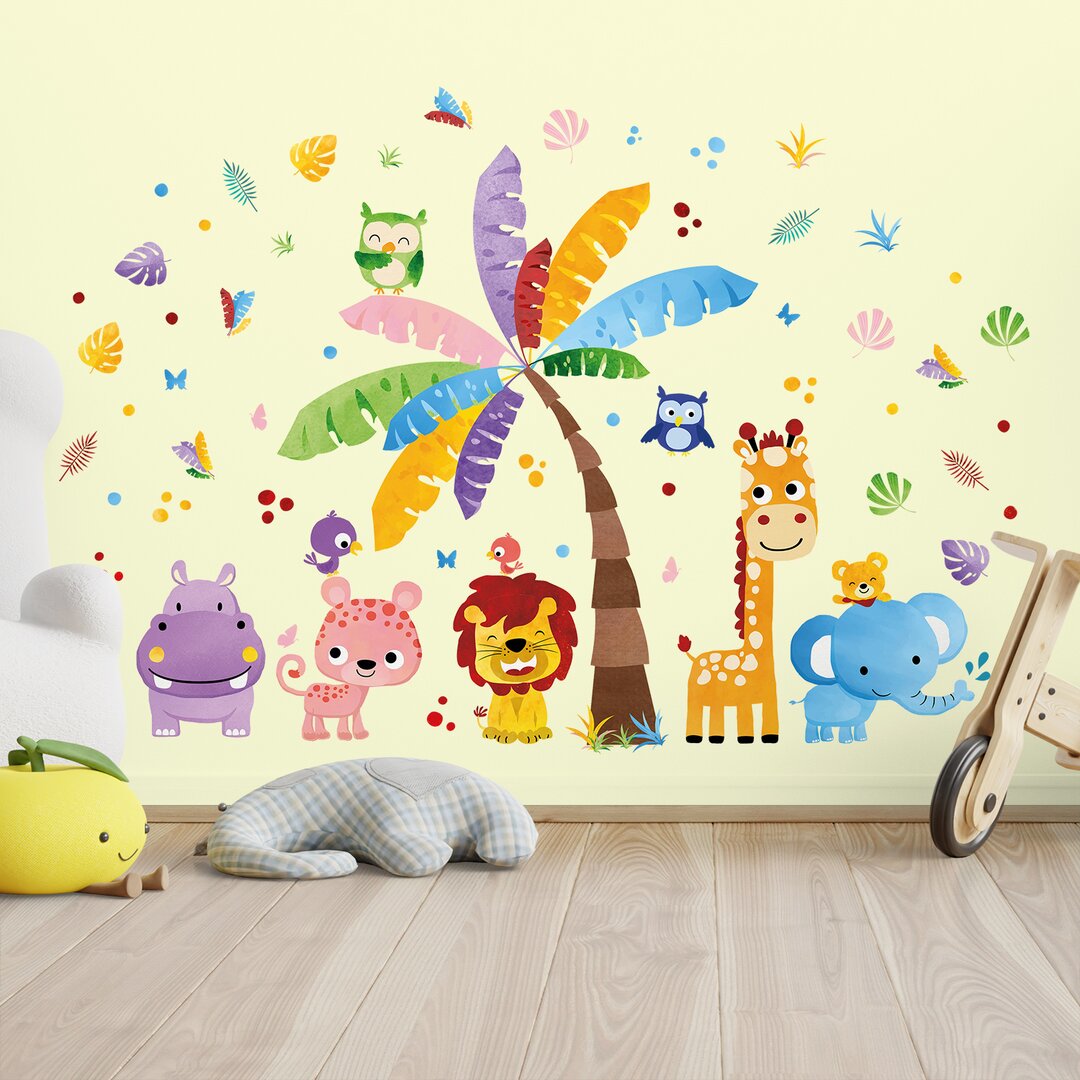 Happy Animal Wall Sticker blue,orange,pink,yellow