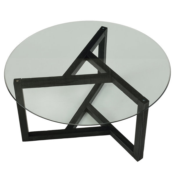 Orren Ellis Round Glass Coffee Table Modern Cocktail Table Easy