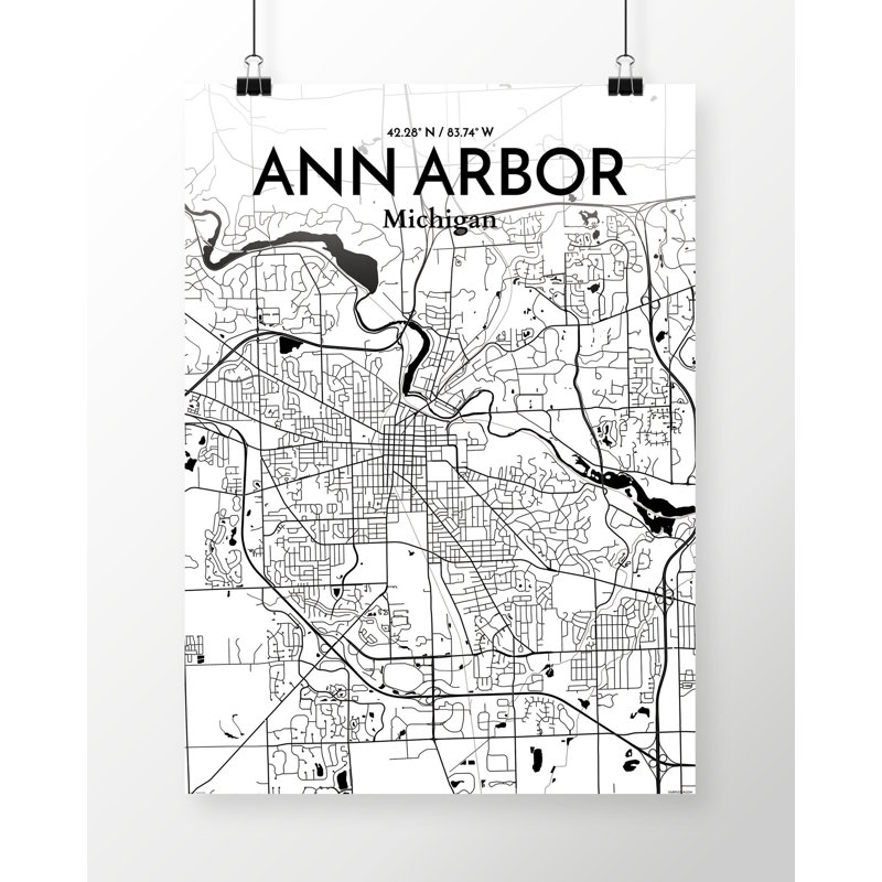 East Urban Home Ann Arbor City Map Unframed Graphic Art Print On Paper Wayfair Co Uk