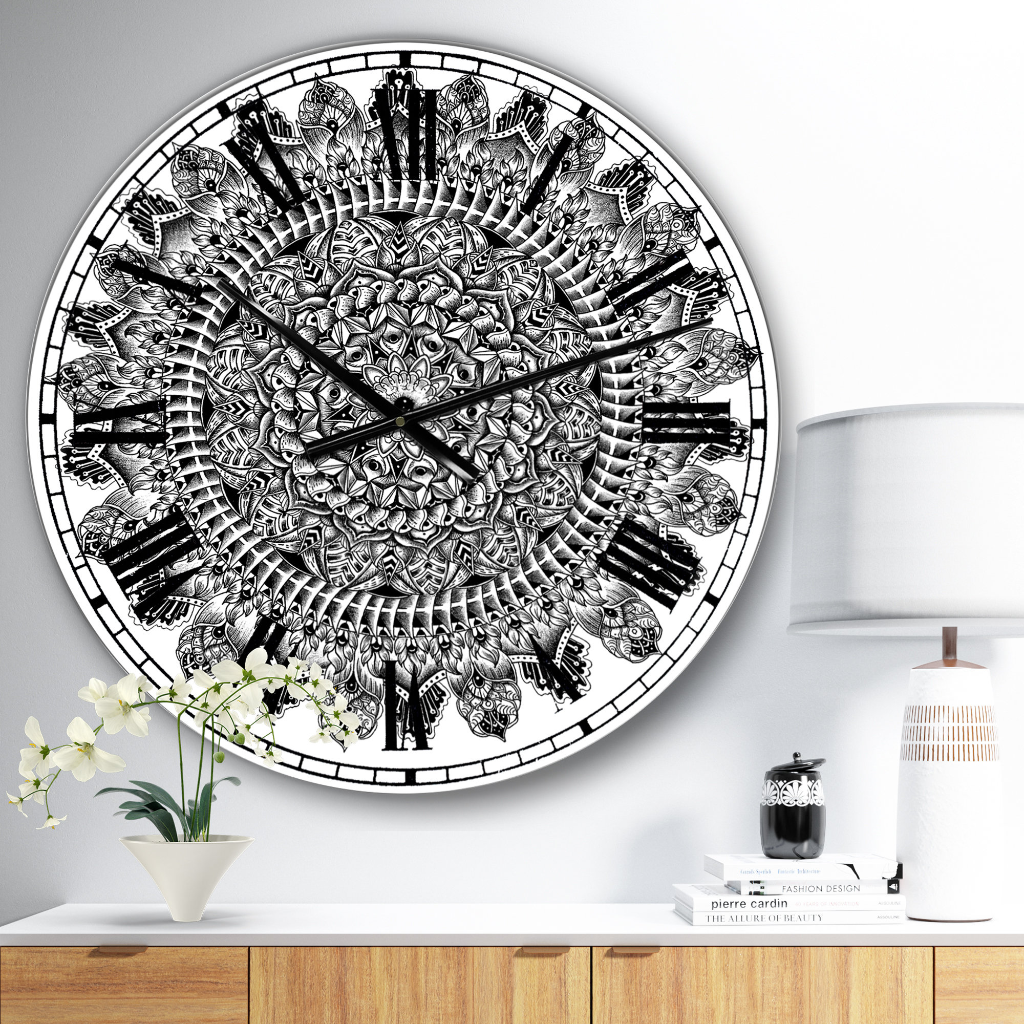 East Urban Home Oversized Mandala Drawing Wall Clock Wayfair
