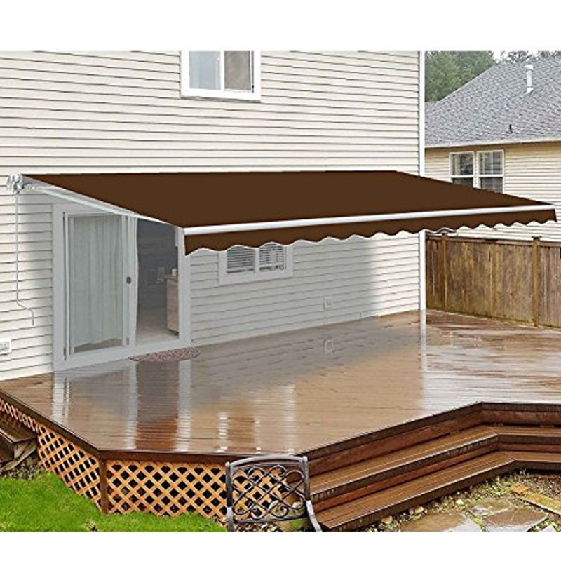 Aleko Motorized 12 Ft W X 10 Ft D Fabric Retractable Standard Patio Awning Reviews Wayfair