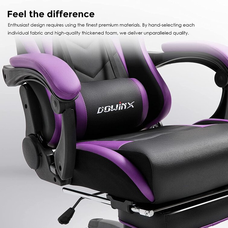 Black without footrest Gaming Chair Gaming Chaise Racing with Massage Lumbar Support Video Game Chair Ergonomic Recliner Computer Chair Tilt E-Sports Chair 180 Degree Recline Easy to Assemble Support Up to 300 lbs
