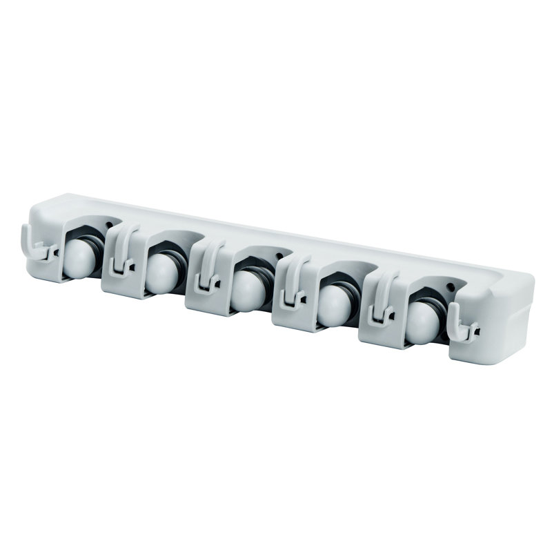 Superio Mop And Broom Holder 3 Slots and 4 Hooks Wall Organizer
