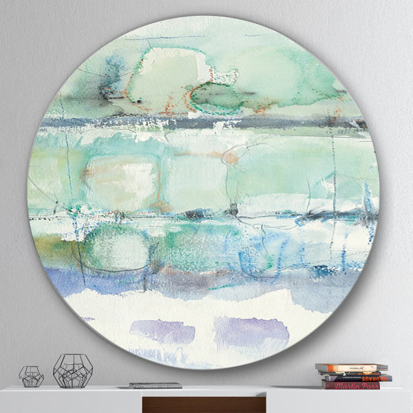East Urban Home Blue Abstract Panel I Painting On Metal Circle