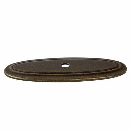 3-Inch Antique Brass Thin Oblong Ring Cabinet Backplate – 1 Piece, Zinc Alloy