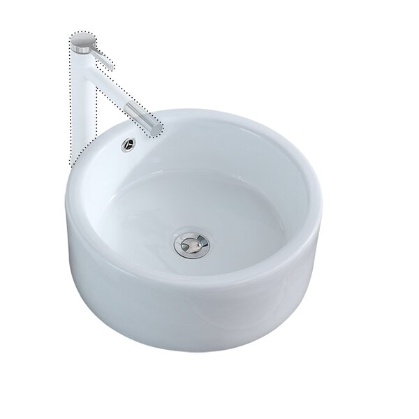 Bathroom Sink Ceramic Porcelain Vessel Vanity Basin w/ Pop Up Drain Easy-Cleaned 