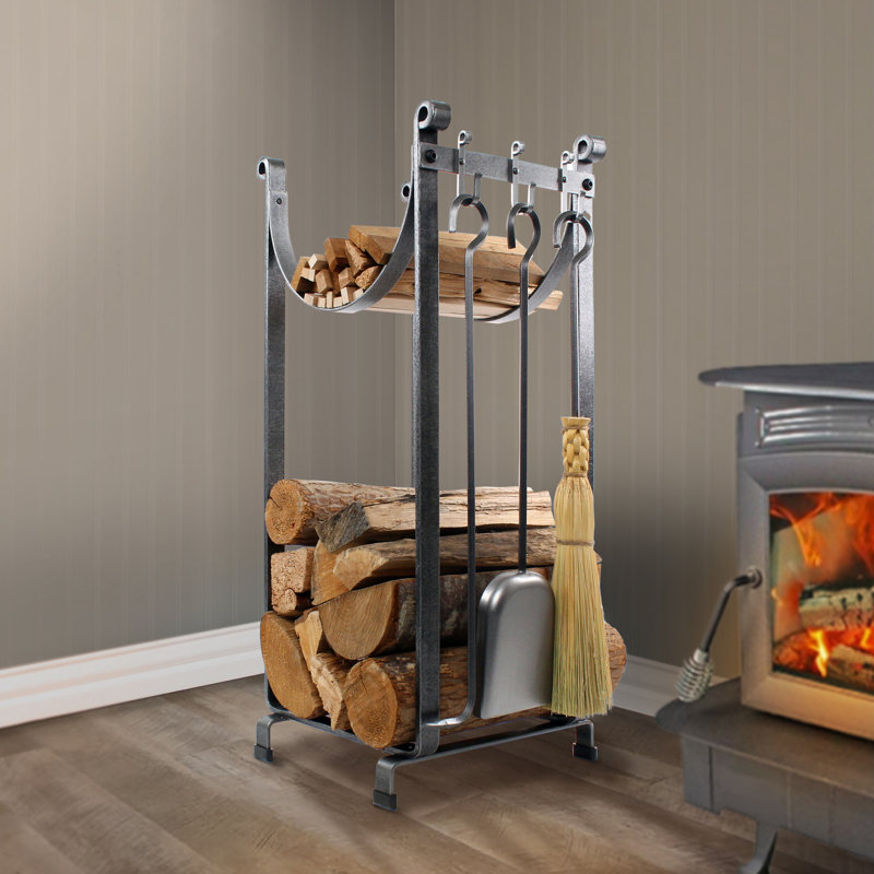 Enclume 3 Piece Steel Fireplace Tool Set With Log Rack Reviews