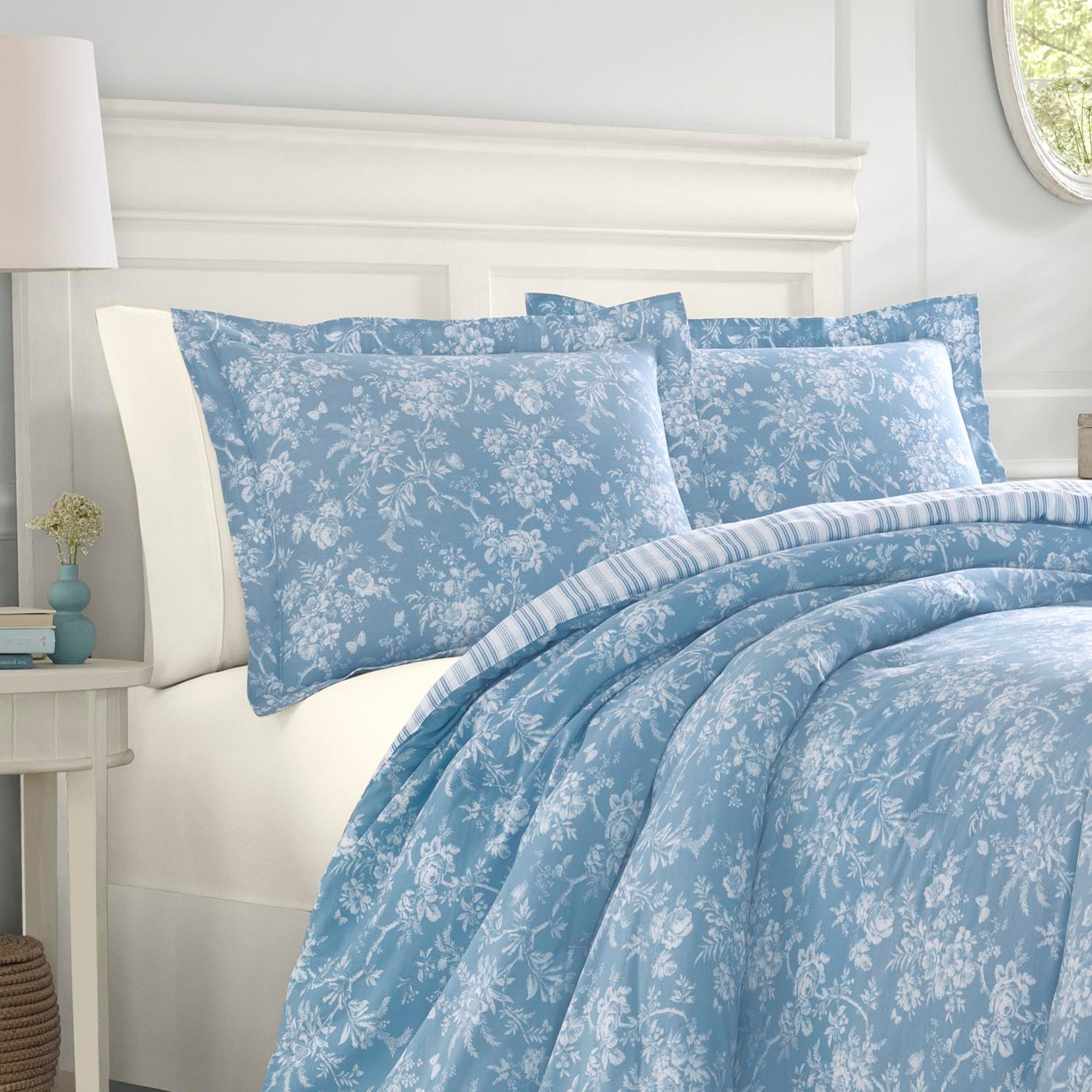 Sophie Birds Floral 100/% Cotton Reversible Mint Duvet Cover /& Pillowcase Set