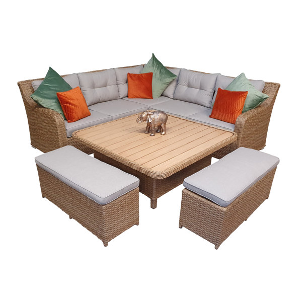 Sol 72 Outdoor Elizabeth Garden Corner Sofa With Cushions Outdoor Elizabeth Garden Corner Sofa