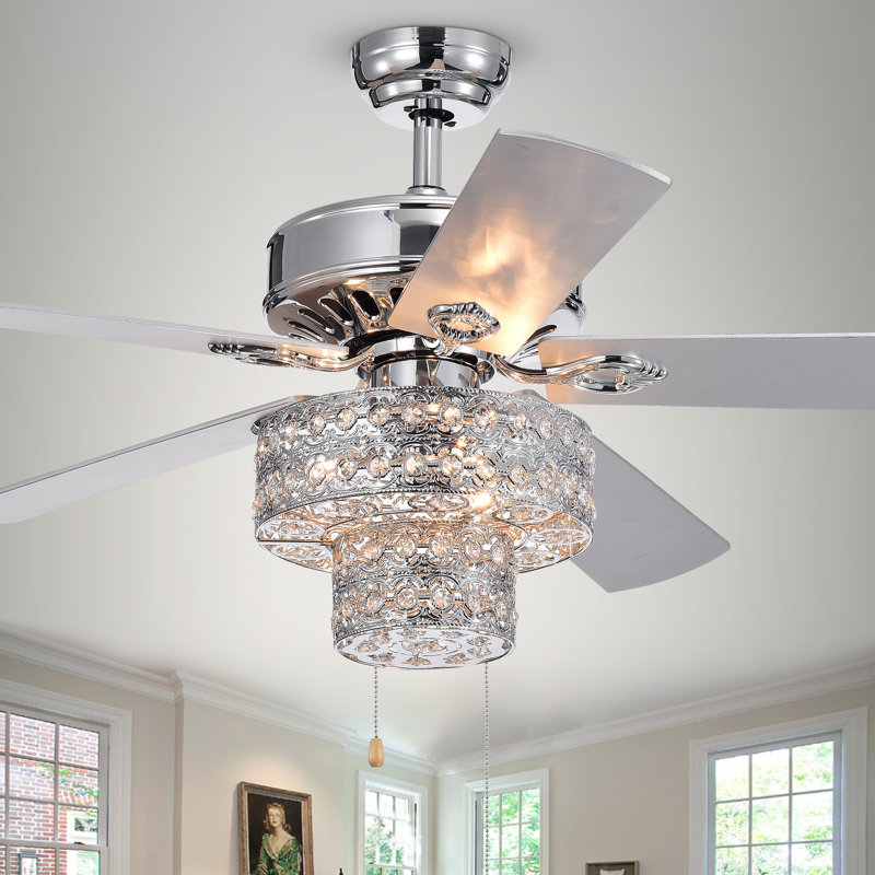 52 Parma 5 Blade Crystal Ceiling Fan With Light Kit Included