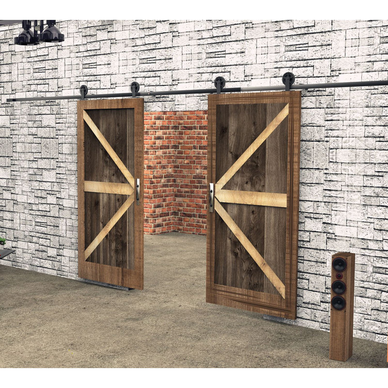 Homacer T Shape Black Wheel Standard Double Barn Door Hardware Kit Reviews Wayfair
