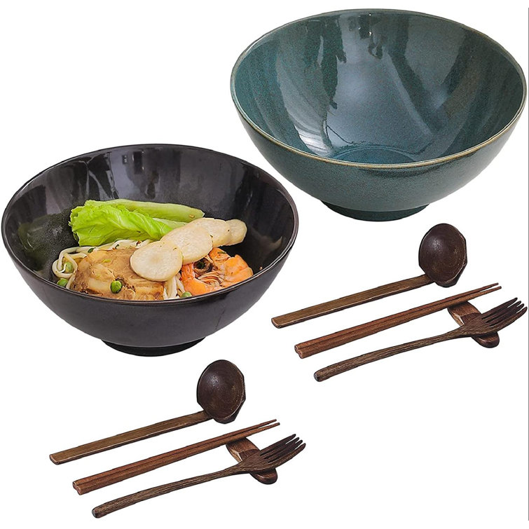 Old Hong Trading 60 OZ 9 IN Ceramic Japanese Ramen Noodle Soup Bowls, 2