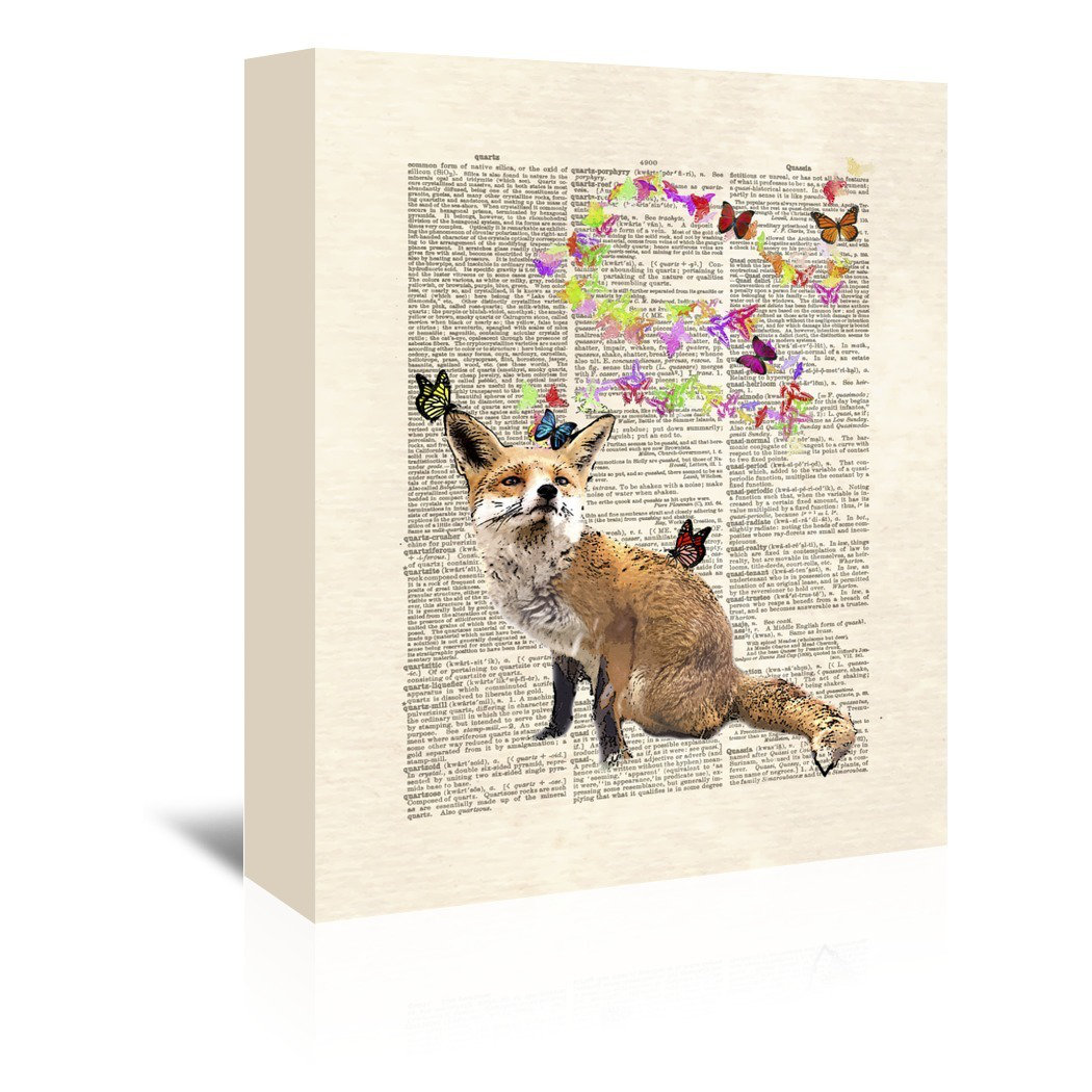 East Urban Home Fox Butterflies Graphic Art On Wrapped Canvas Wayfair
