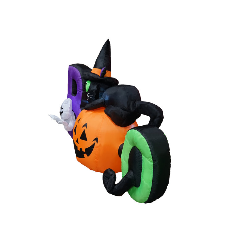 The Holiday Aisle Boo Scene Inflatable With Cat Pumpkin Boo Scene Inflatable With Cat Pumpkin And Ghost