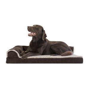 Two-Tone Faux Fur and Suede Deluxe Orthopedic Dog Sofa