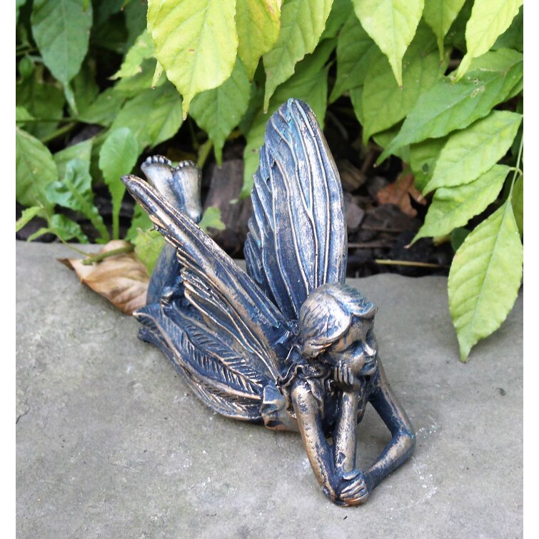 Garden Ornaments Lying Fairy Antique Bronze effect Sculpture