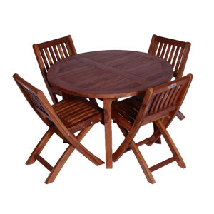 Classic Kids' 5 Piece Teak Table and Folding Chair Set