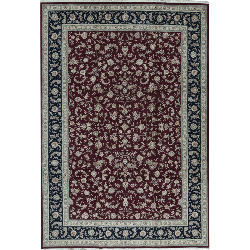 Bokara Rug Co Inc Oriental Hand Knotted Wool Maroon Navy Blue Ivory Area Rug Wayfair