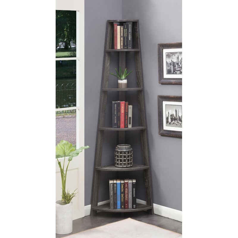 Ebern Designs Hubbard 5 Tier Corner Bookcase Reviews Wayfair Ca