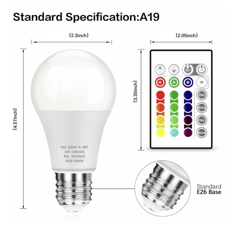 4X GU10 4W 16 Color Changing RGB Dimmable LED Light Bulbs W/ Remote Control Tool