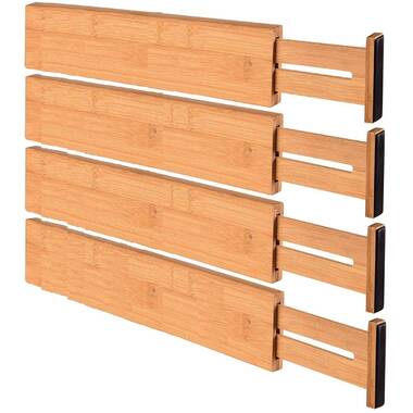 Strong Wood Adjustable Bamboo Drawer Dividers Organizers Separator 17.9"-21.8" 