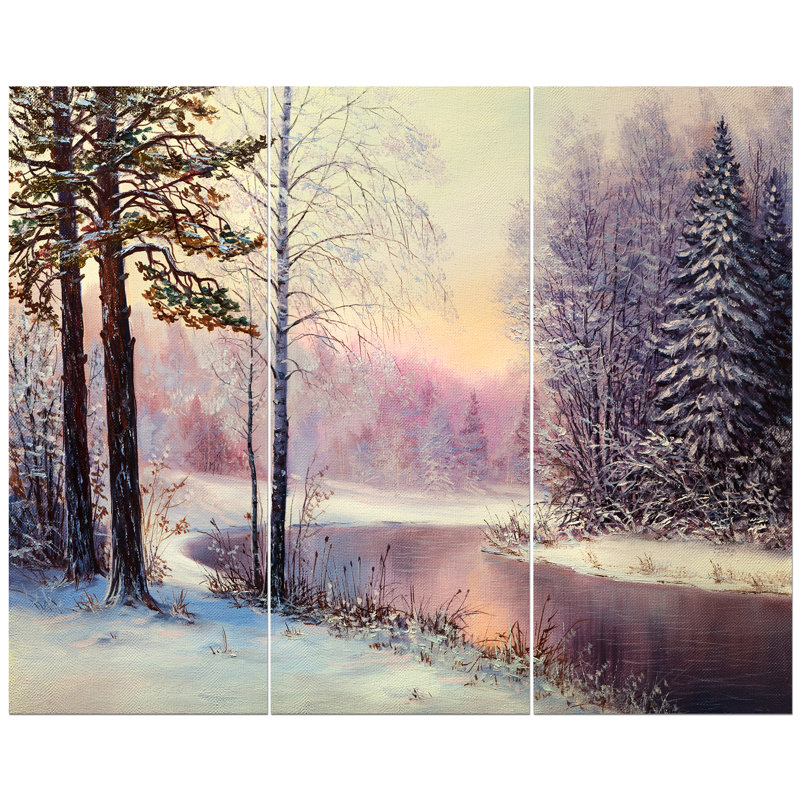East Urban Home River In Winter Landscape Oil Painting Print
