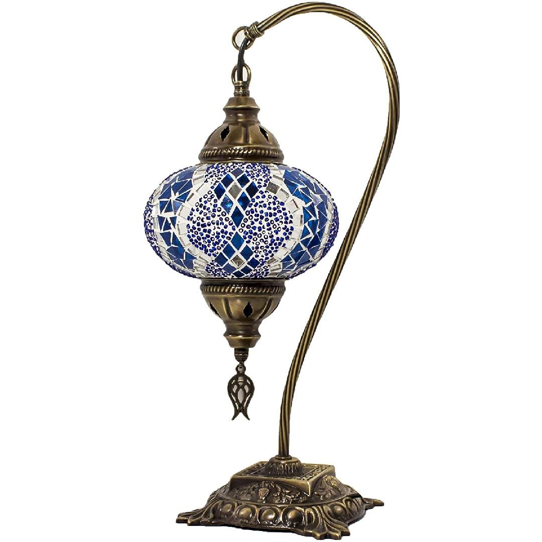 Bungalow Rose (20 Variation) Turkish Lamp - Handmade Turkish Mosaic Table  Lamp - Decorative Moroccan Lamp - Rustic Style Cool Swan Neck Mosaic Lamps  - Stained Glass Lamp - Led Bulb Included (15) | Wayfair