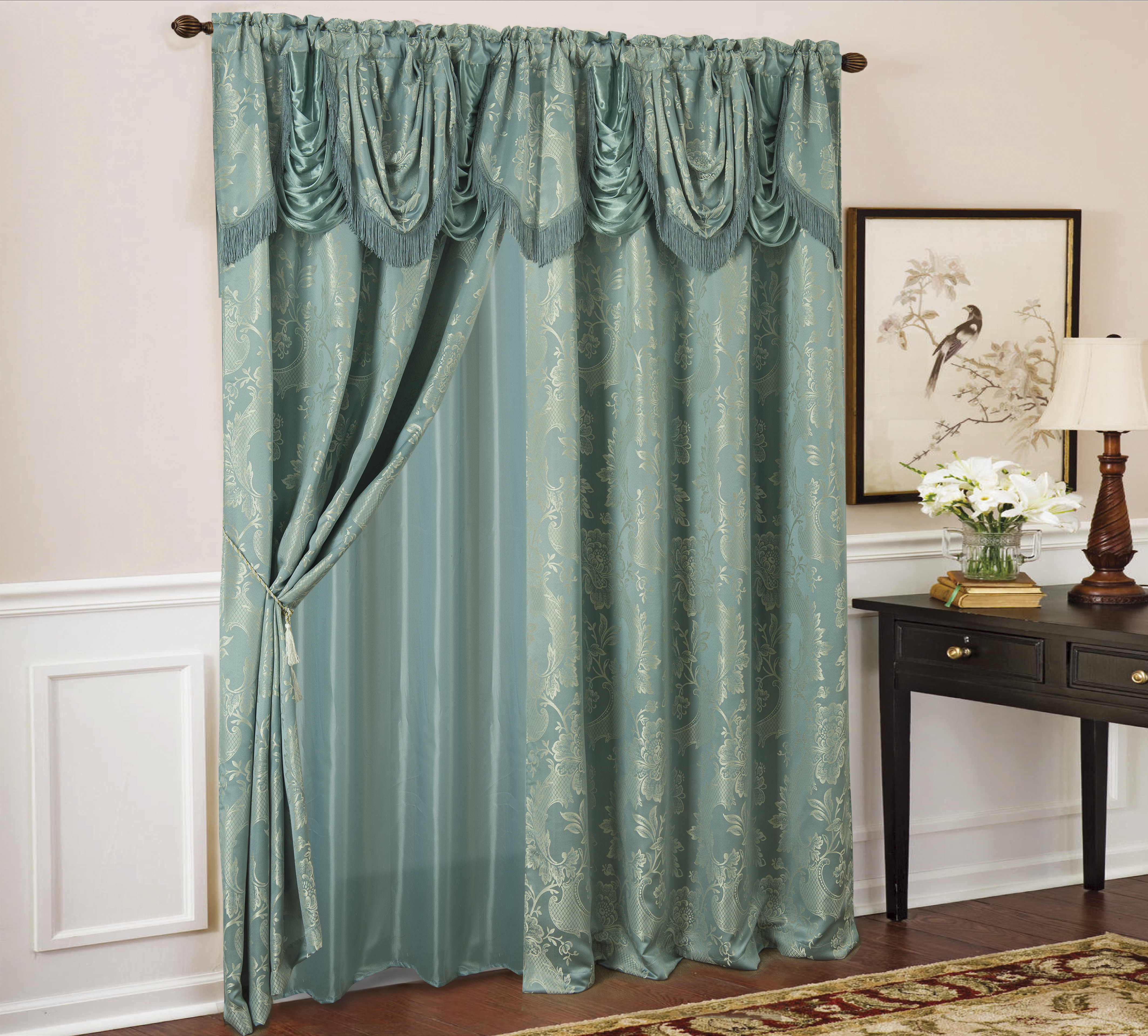 Astoria Grand Townsville Textured Jacquard Floral Rod Pocket Single Curtain Panel Reviews Wayfair