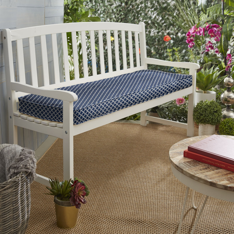 Latitude Run Samantha Geometric Piped Indoor Outdoor Bench Cushion