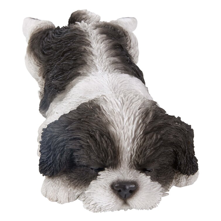 Stone carving dog shih tzu resistant to frost weathering garden deco