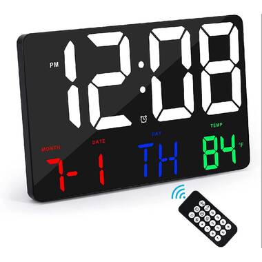 11.5" Extra Large Display LED Digital Desk & Wall Calendar Alarm Day Details about   Day Clock 