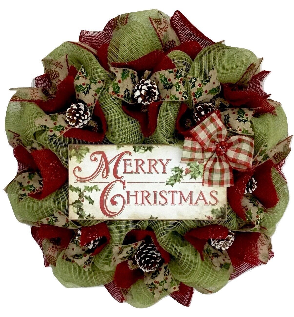 Christmas Deco Mesh Wreath Holiday Wreath