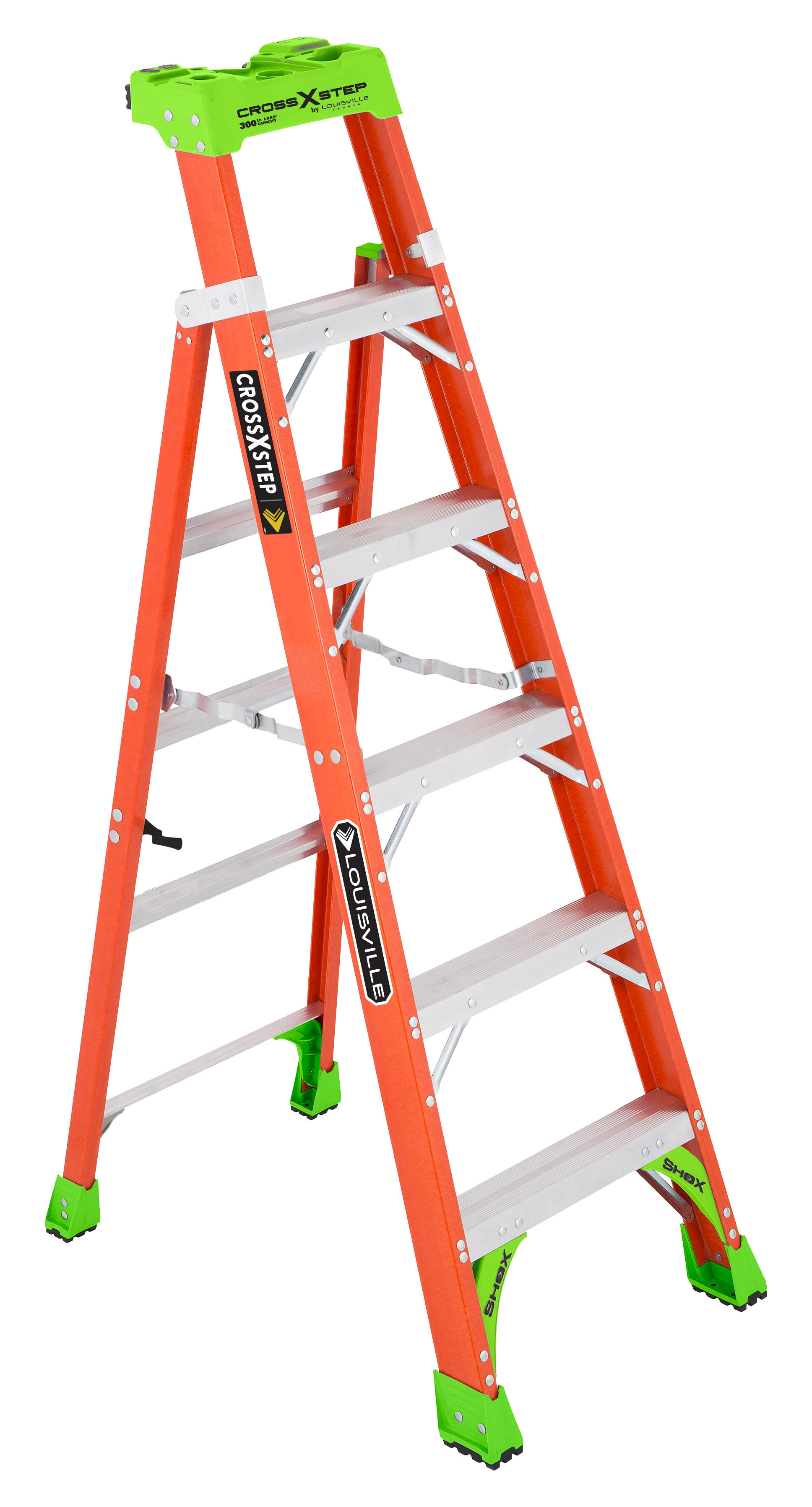 Louisville Ladder, 6 Ft, Fiberglass Cross Step Ladder, Type Ia, 300 Lb Load  Capacity, Fxs1506