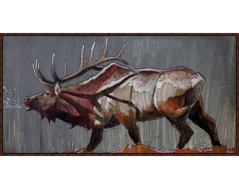 Millwood Pines Elk Gray Bugle Framed Acrylic Painting Print On