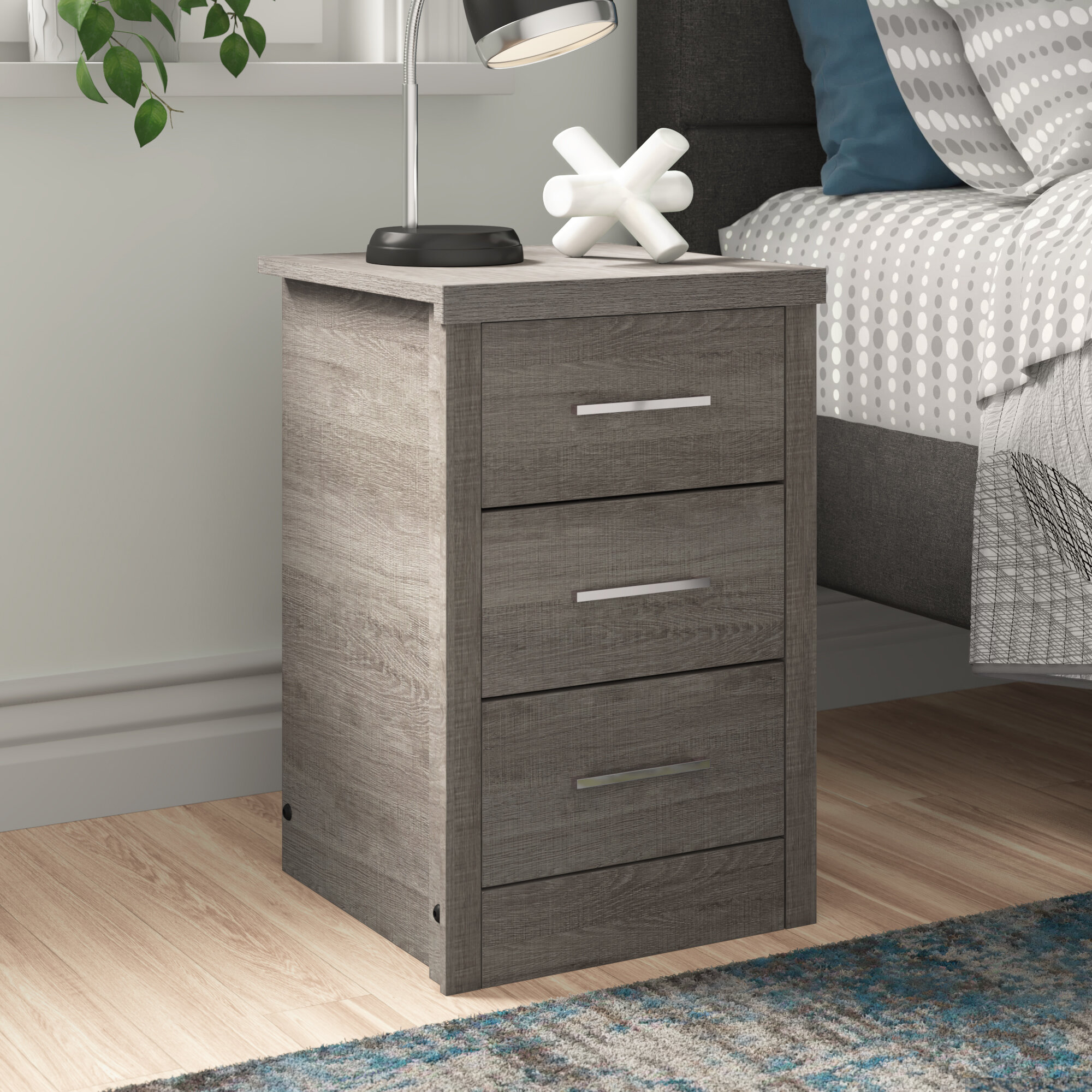 17 Stories Arjon 3 Drawer Bedside Table Reviews Wayfaircouk