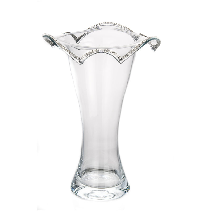 ClassicTouch Scalloped Swarovski Crystal Vase Wayfair