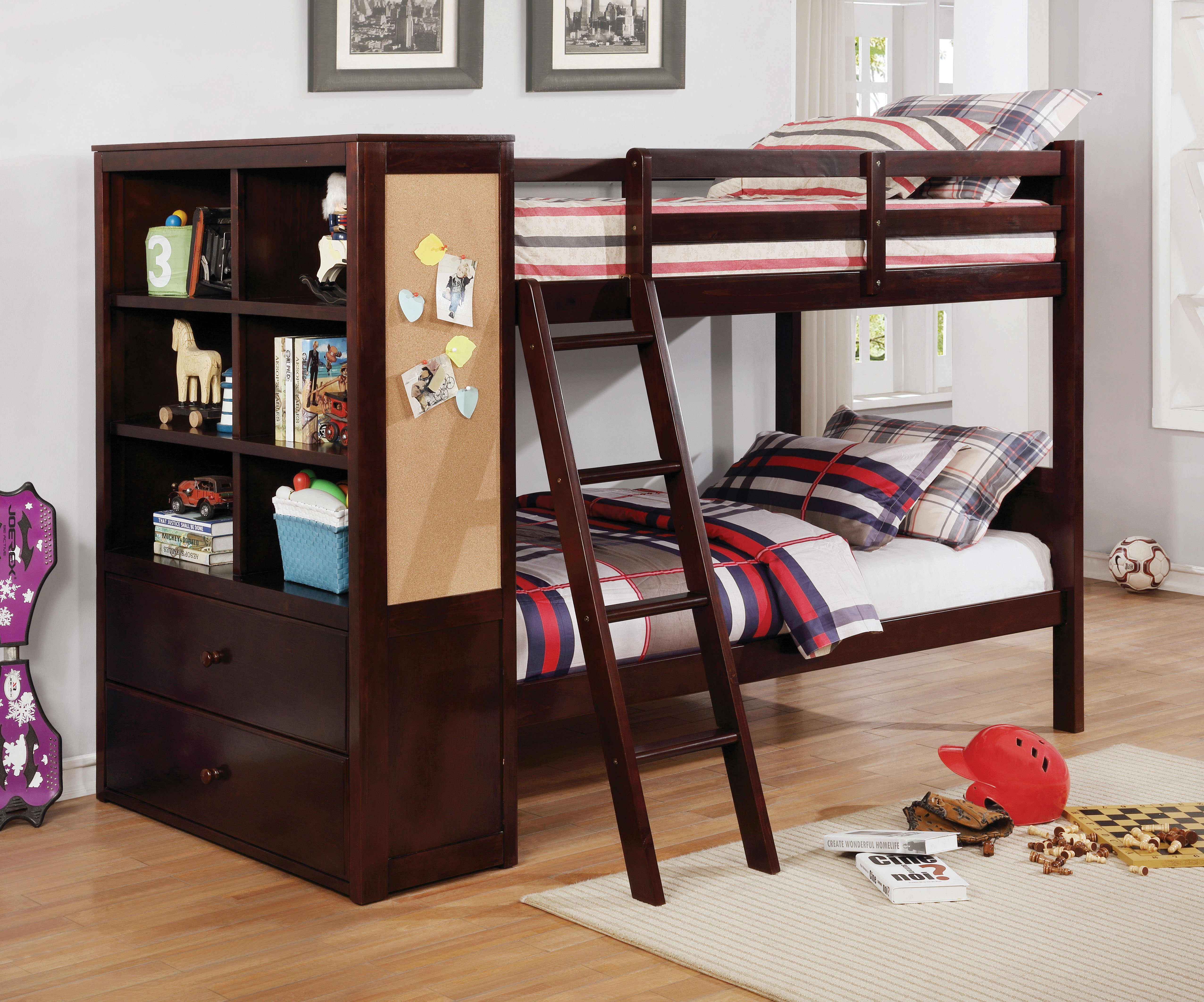 twin over twin bunk beds with storage