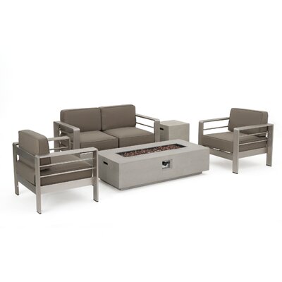 Brayden Studio Durbin 5 Piece Sofa Set With Cushions Fire Pit