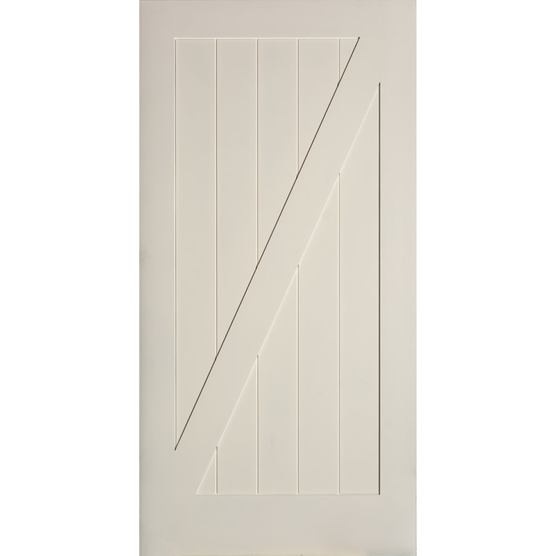 Trimlite Paneled Wood Primed Z Bar Slab Barn Door Without