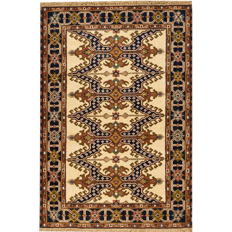 Bokara Rug Co Inc Indo Kazak Hand Knotted Wool Cream Blue Rug Wayfair