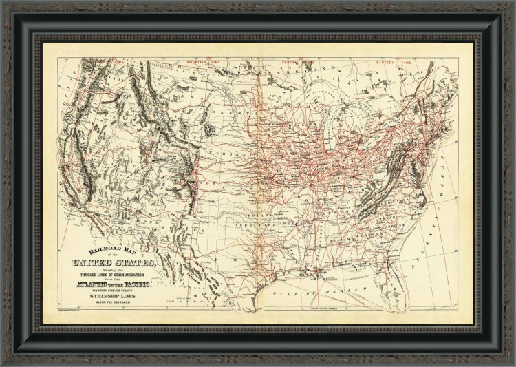 East Urban Home Railroad Map Of The United States 1890 Framed