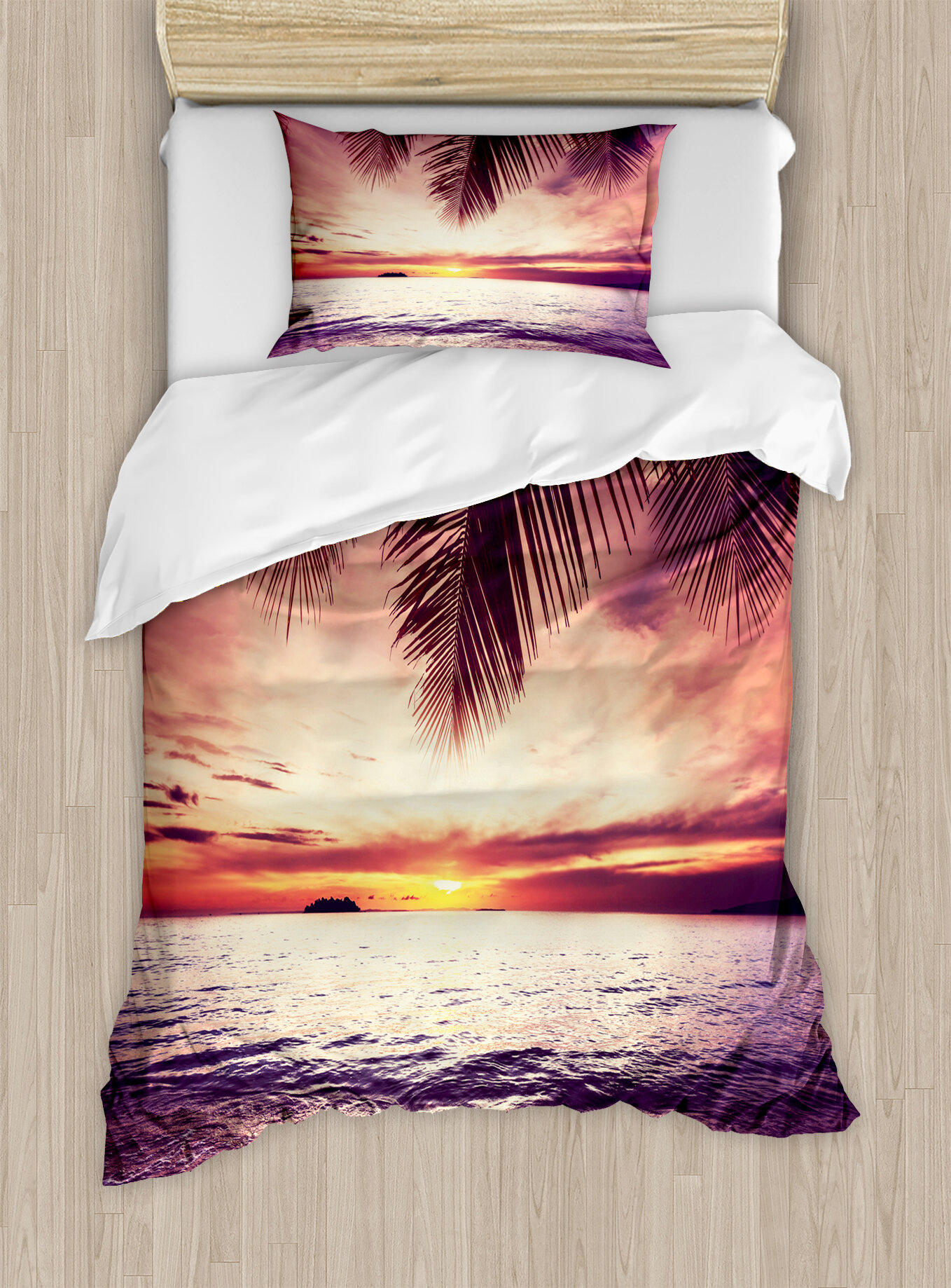 East Urban Home Palm Tree Tropical Beach Under Shadow At Sunset