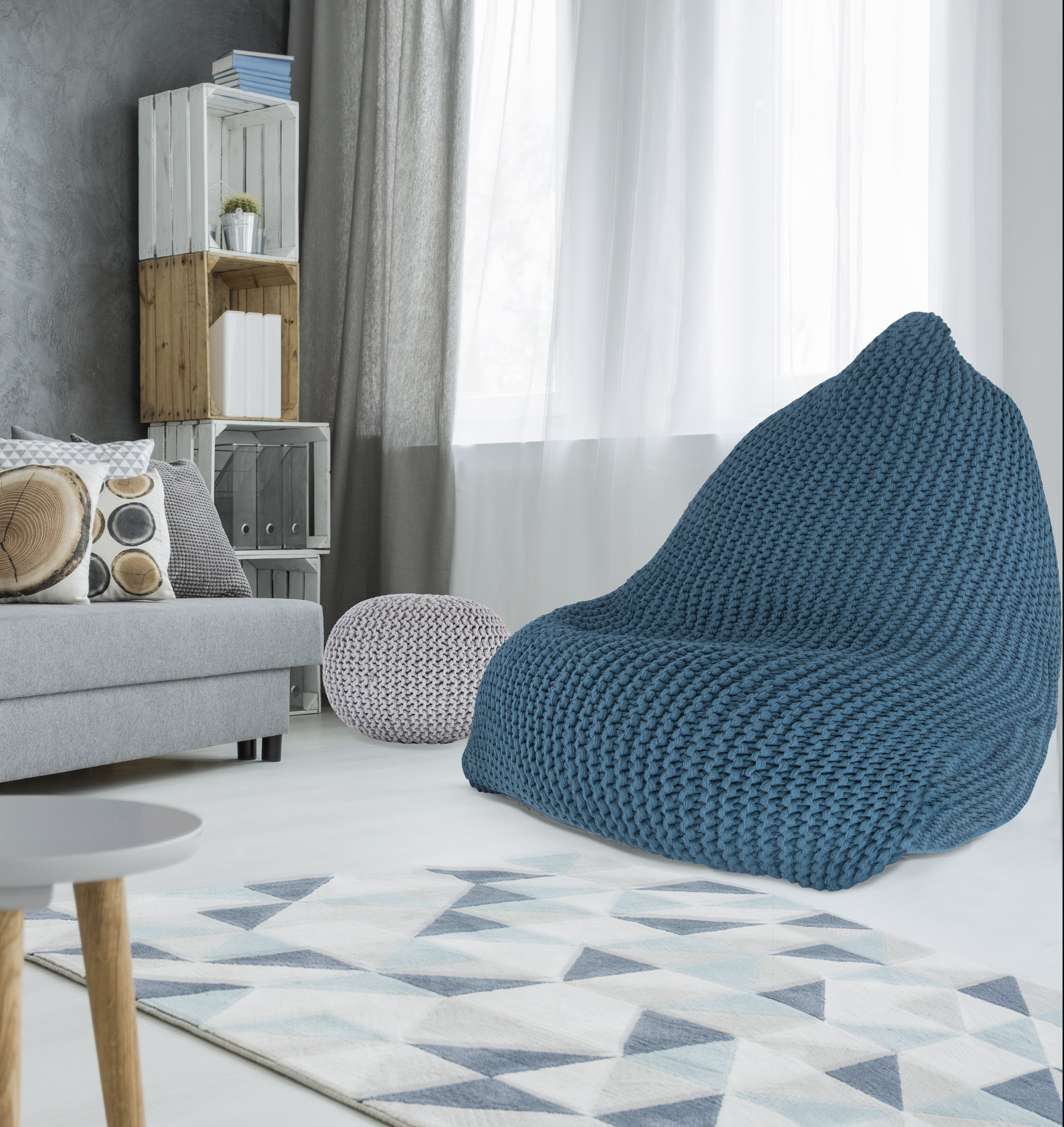 Trule Ava Knitted Standard 100 Cotton Outdoor Friendly Bean Bag Chair