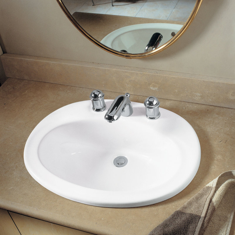 American Standard Piazza Ceramic Oval Drop-In Bathroom Sink with ... American Standard Piazza Ceramic Oval Drop-In Bathroom Sink with ...