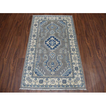 Bungalow Rose One Of A Kind Alton Hand Knotted Blue 7 1 X 10 2 Wool Area Rug Wayfair
